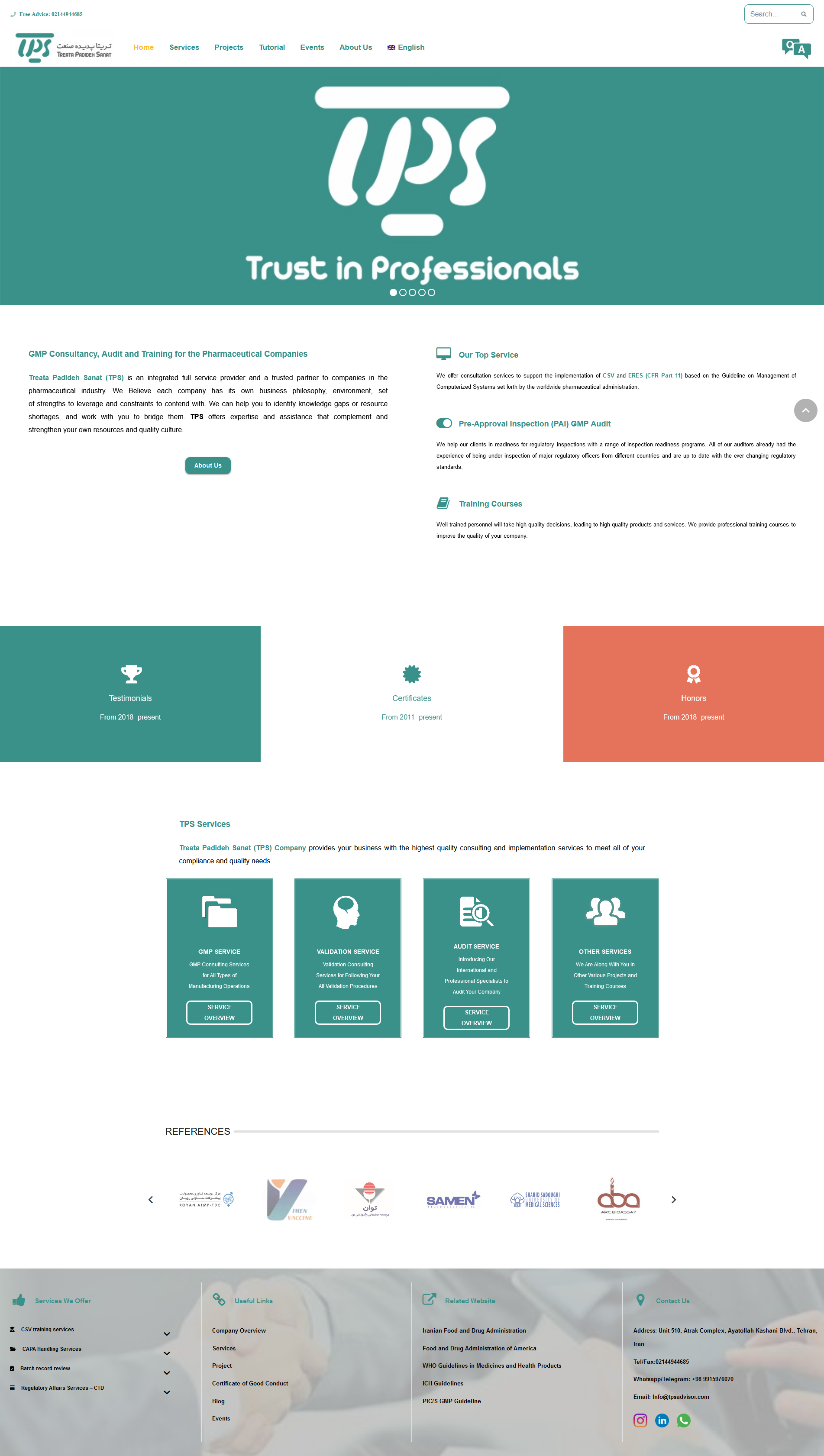 طراحی سایت شرکتی تریتا پدیده صنعت tpsadvisor